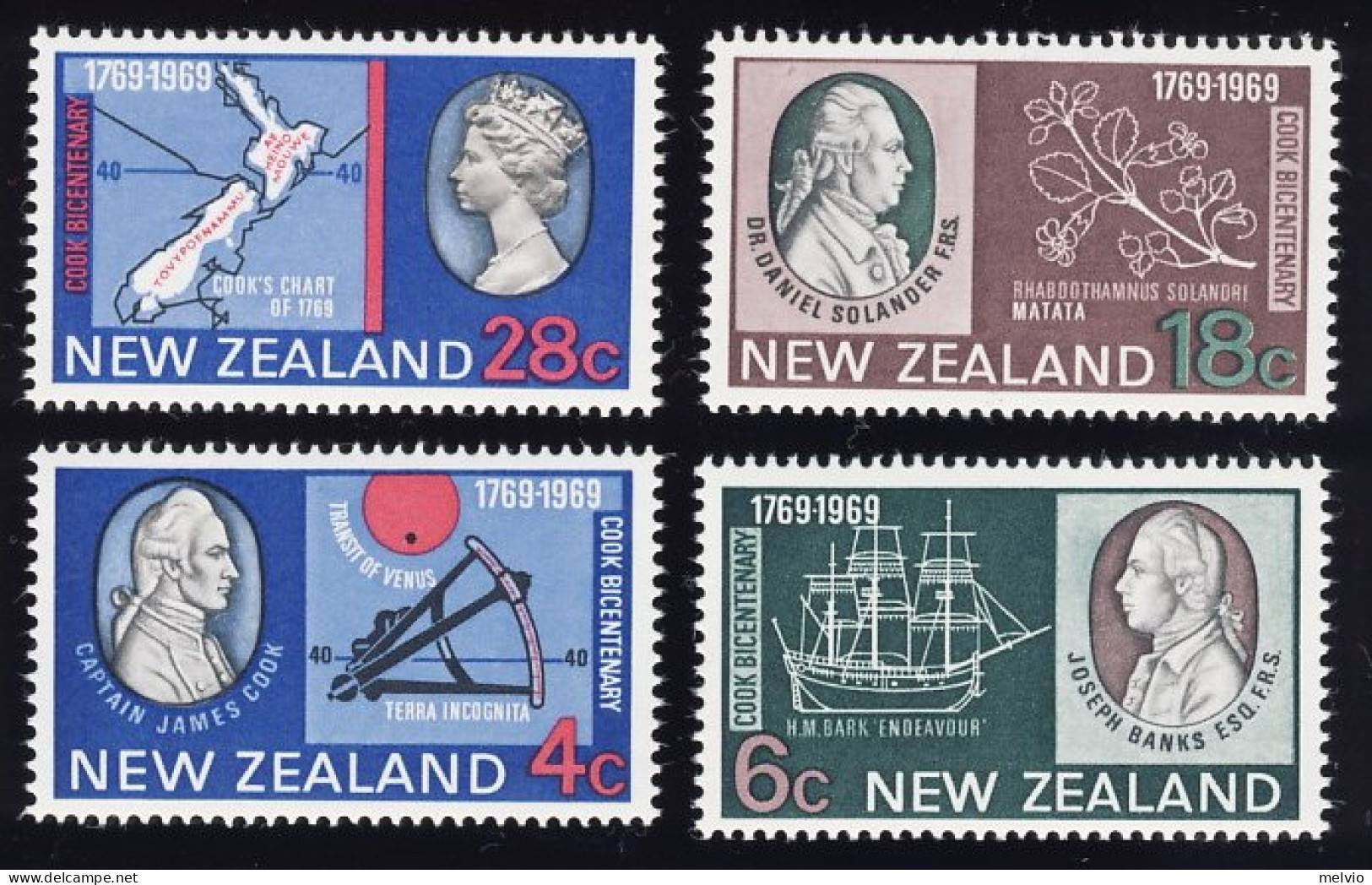 1969-Nuova Zelanda (MNH=**) S.4v."bicentenario Del Capitano Cook" - Sonstige & Ohne Zuordnung