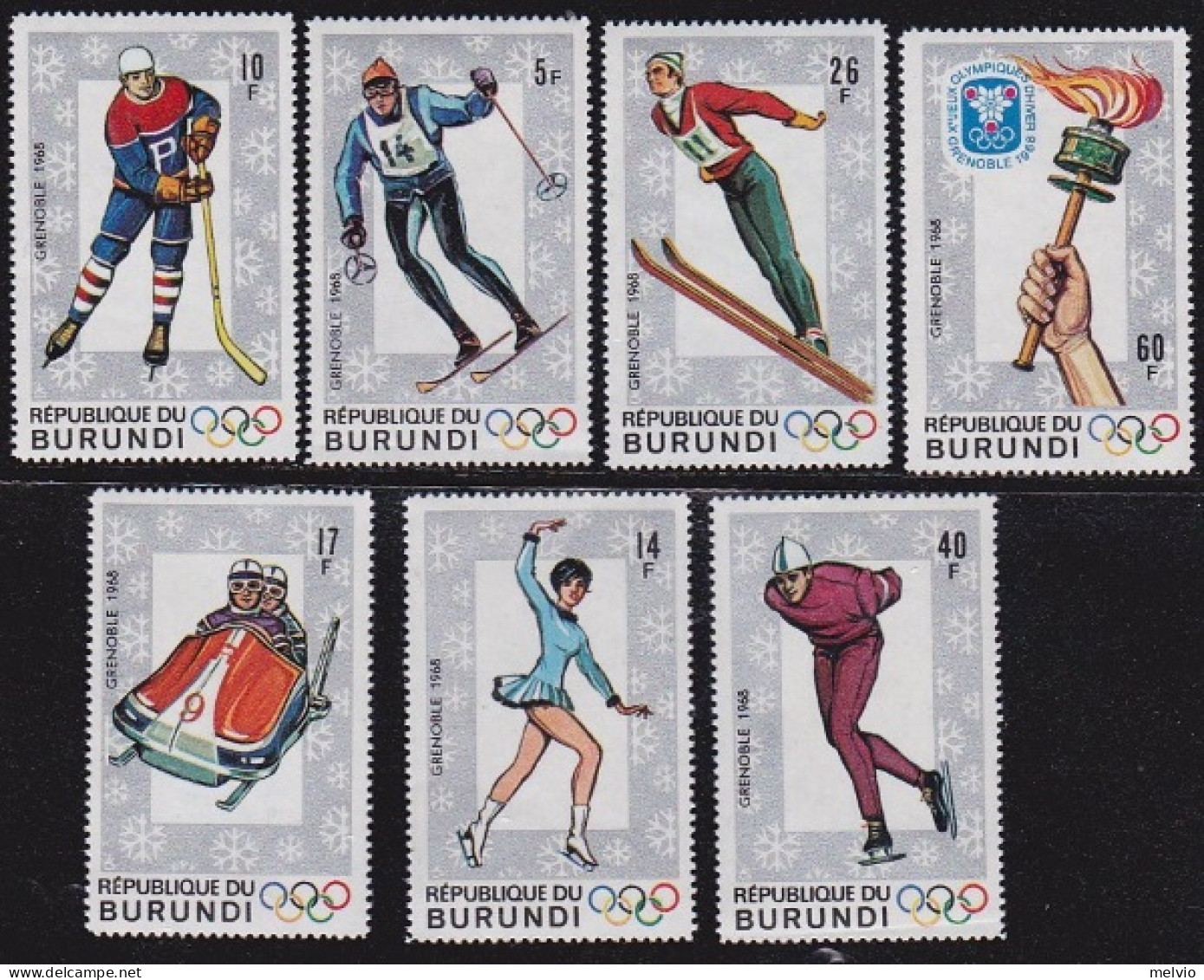 1968-Burundi (MNH=**) S.7v."Olimpiade Invernale Grenoble" - Andere & Zonder Classificatie