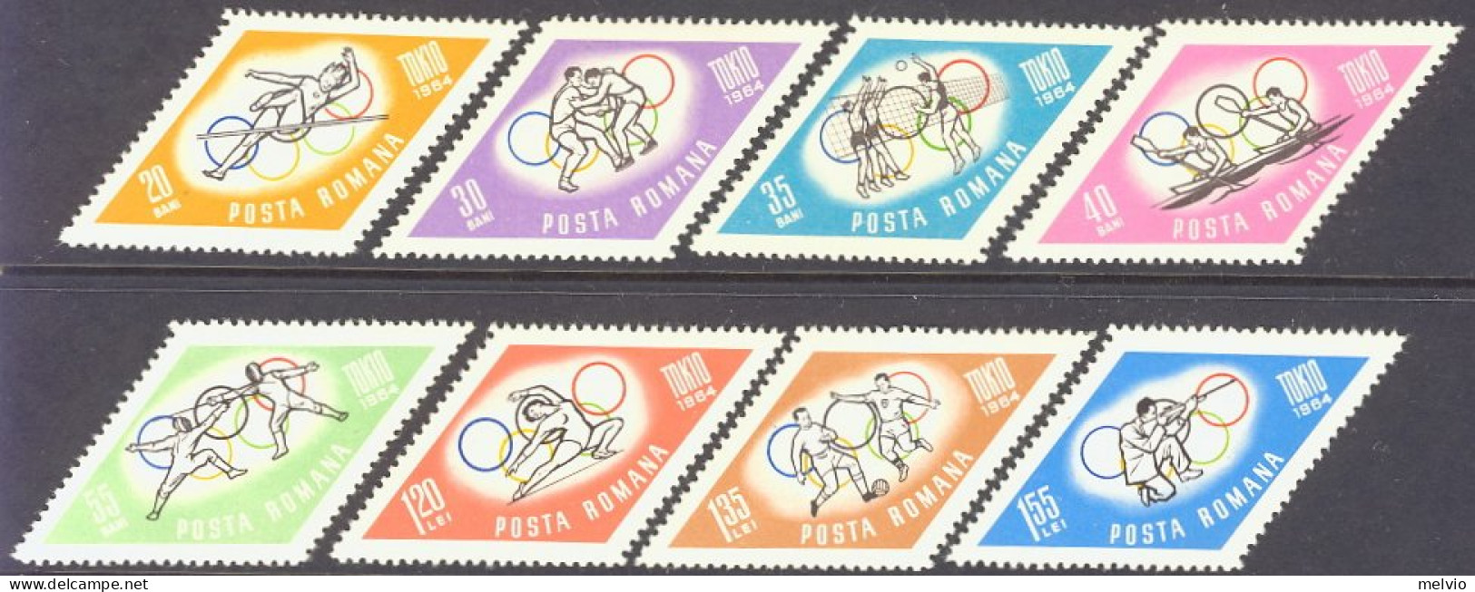 1964-Romania (MNH=**) S.8v." Olimpiadi Di Tokyo" - Sonstige & Ohne Zuordnung