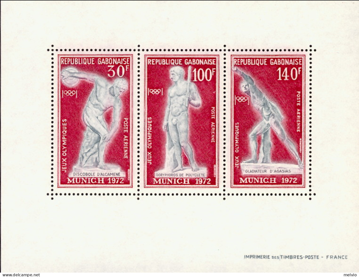 1972-Gabon (MNH=**) Foglietto S.3v." Olimpiadi Di Monaco" - Gabón (1960-...)