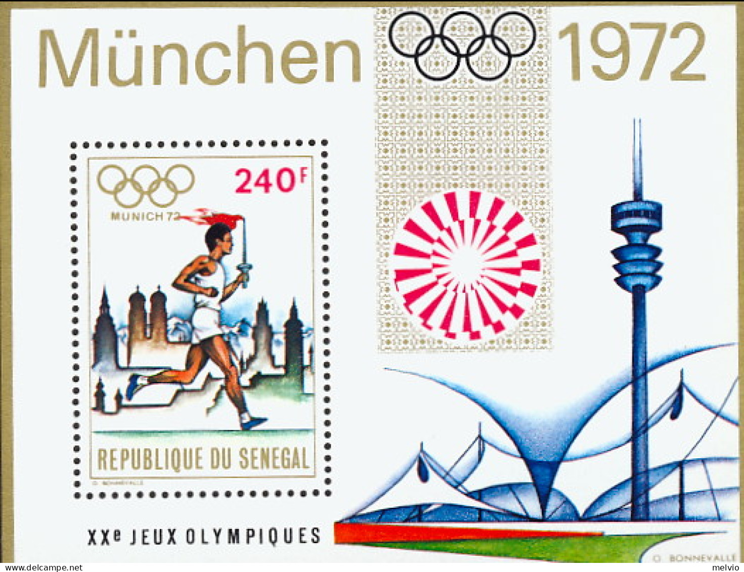 1972-Senegal (MNH=**) Foglietto S.1v." Olimpiadi Di Monaco" - Sénégal (1960-...)