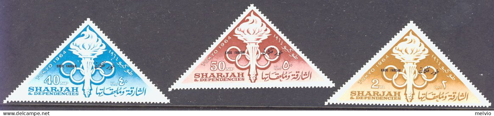 1964-Sharjah (MNH=**) S.3v.soprastampati " Olimpiadi Di Tokyo" - Schardscha