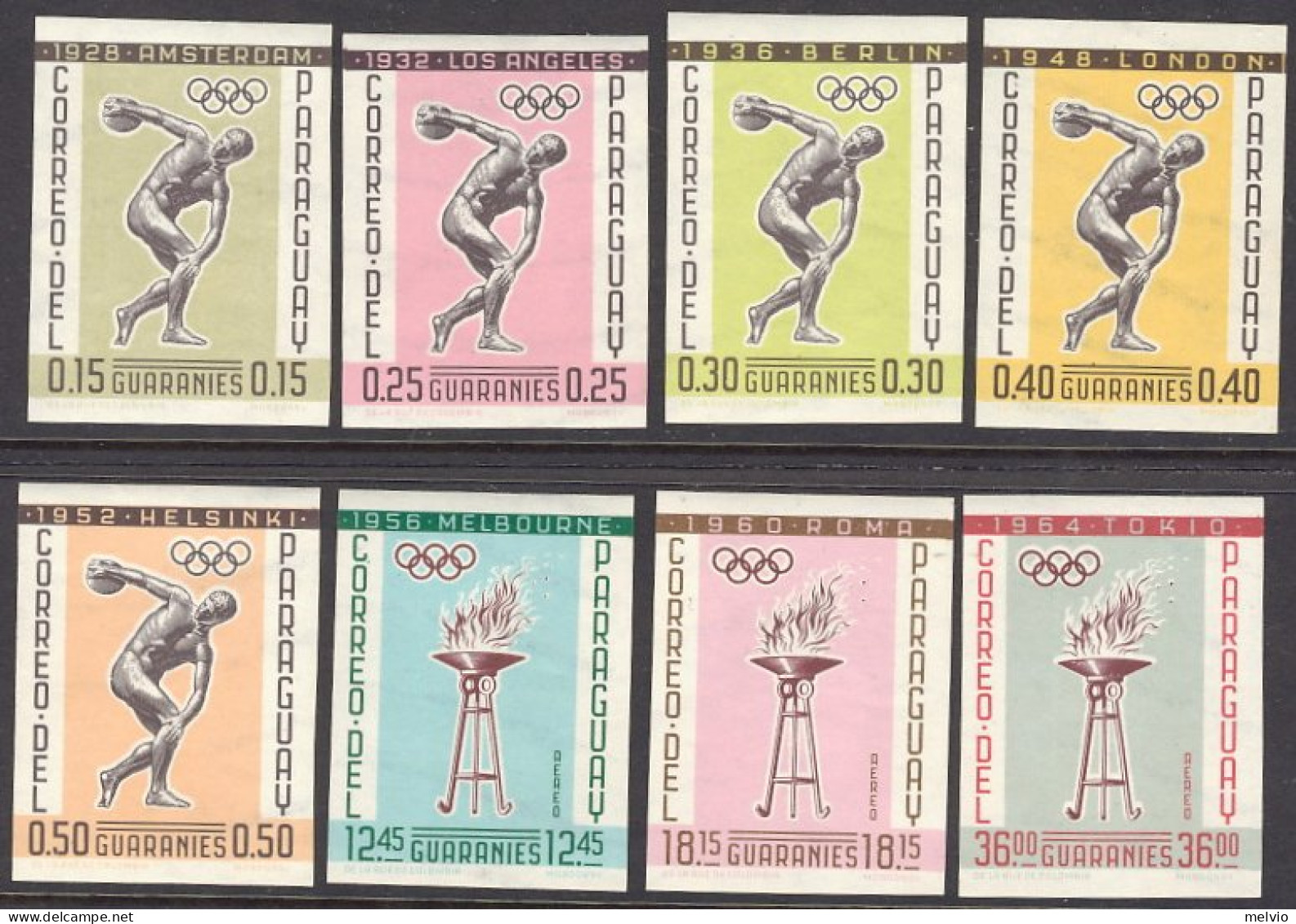 1964-Paraguay (MNH=**) S.8v.non Dentellati " Olimpiadi Di Tokyo" - Paraguay