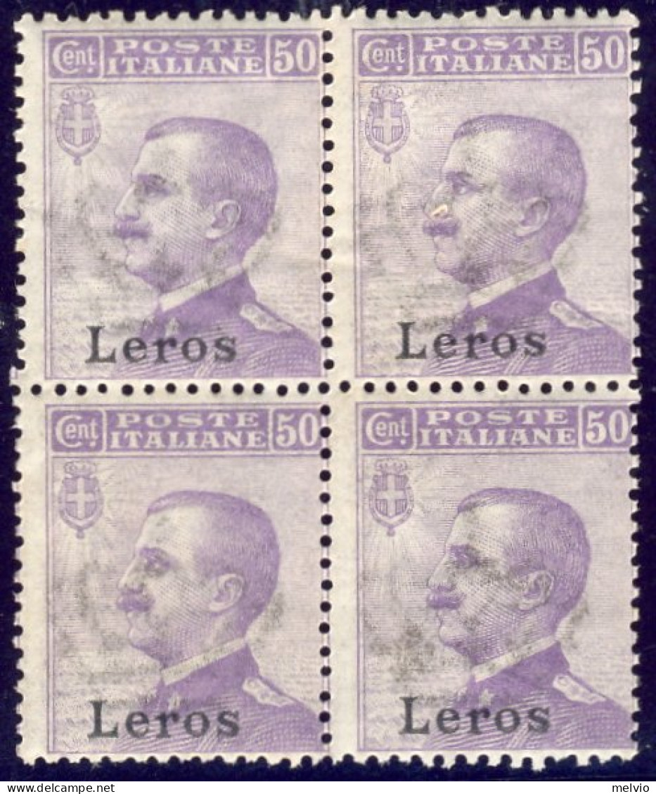 1912-Lero (MNH=**) Quartina 50c. Michetti Cat.Sassone Euro 15 - Egée (Lero)