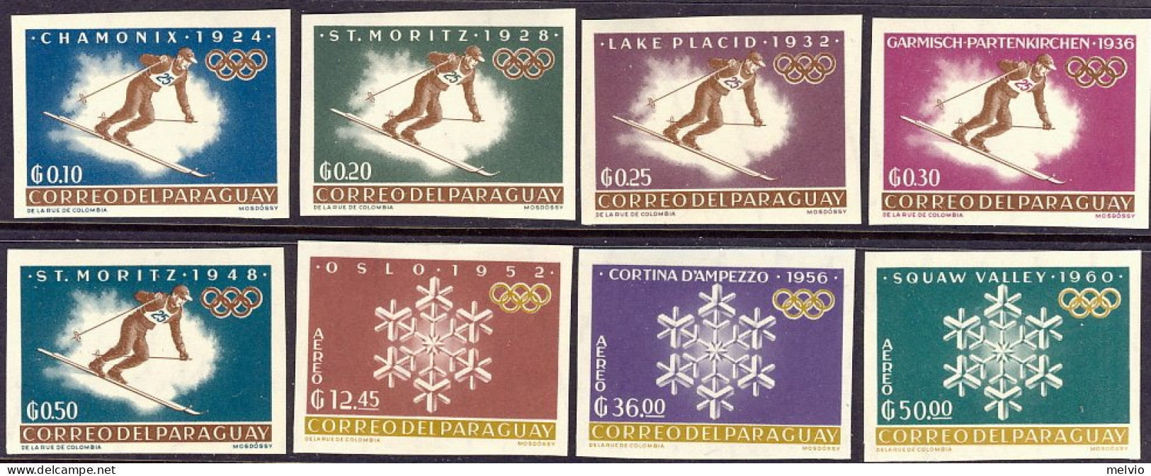 1964-Paraguay (MNH=**) S.8v.non Dentellati "Olimpiadi Invernali Da Chamonix A Sq - Paraguay