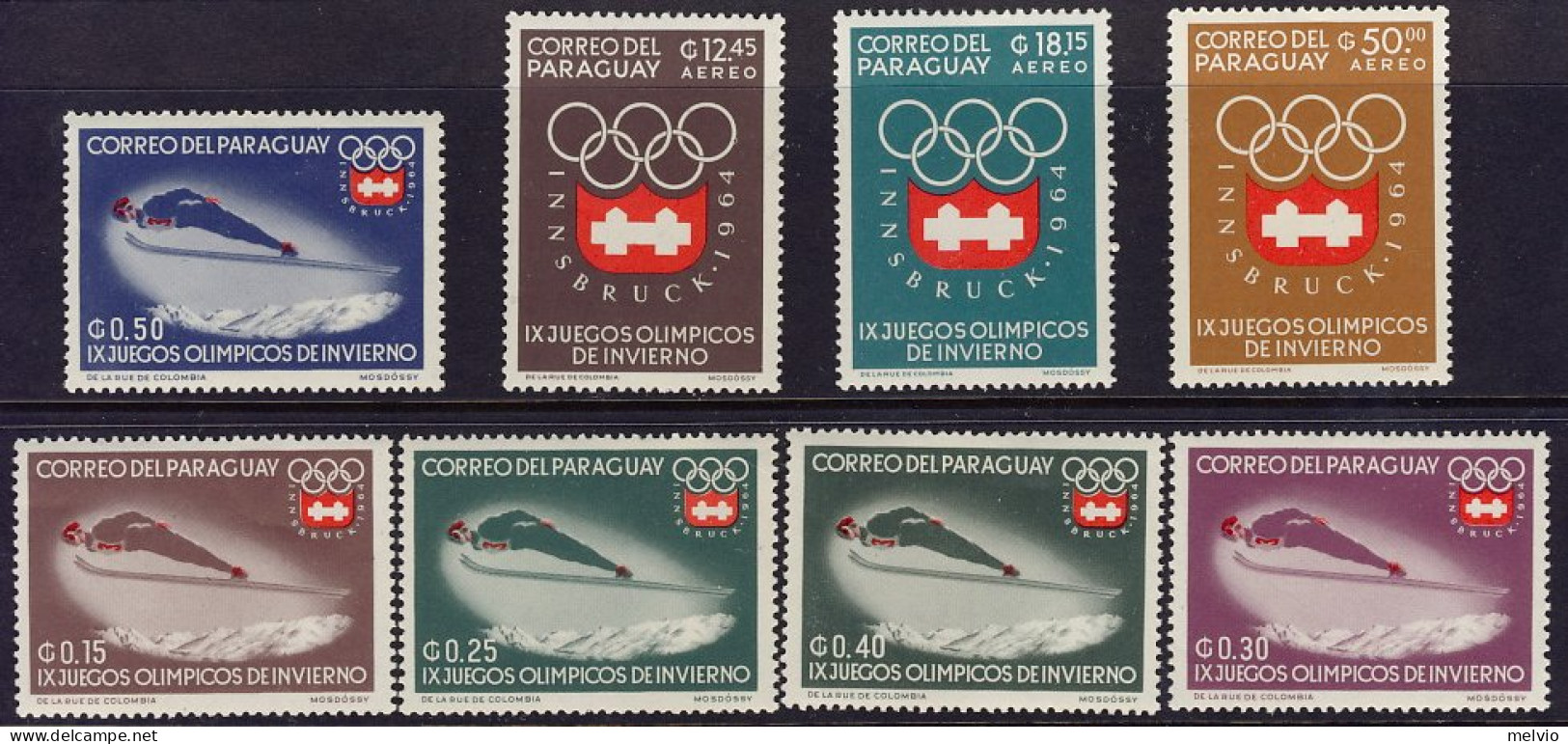 1964-Paraguay (MNH=**) S.8v." Olimpiadi Invernali Di Innsbruck" - Paraguay