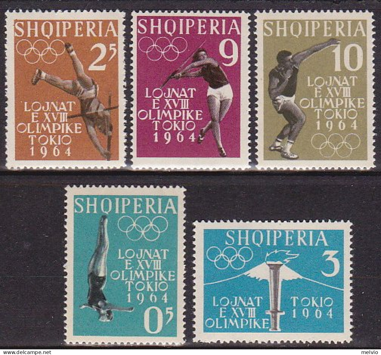 1962-Albania (MNH=**) S.5v." Olimpiadi Di Tokyo" - Albania