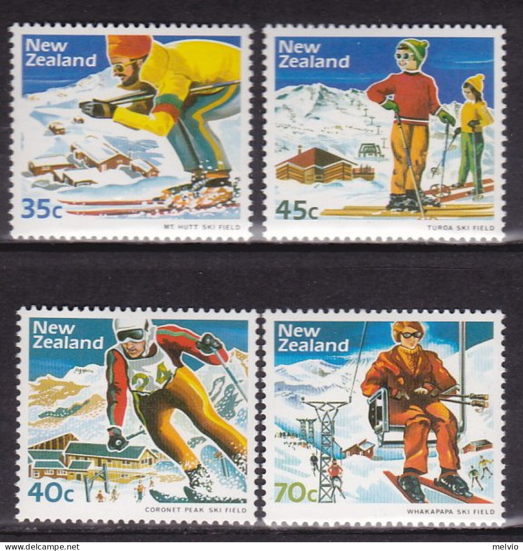 1984-Nuova Zelanda (MNH=**) S.4v."Stazioni Di Sport Invernali" - Otros & Sin Clasificación