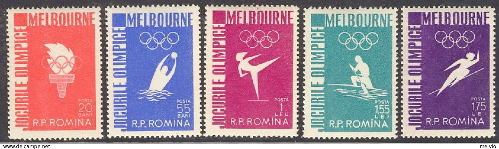 1956-Romania (MNH=**) S.5v." Olimpiadi Di Melbourne" - Other & Unclassified