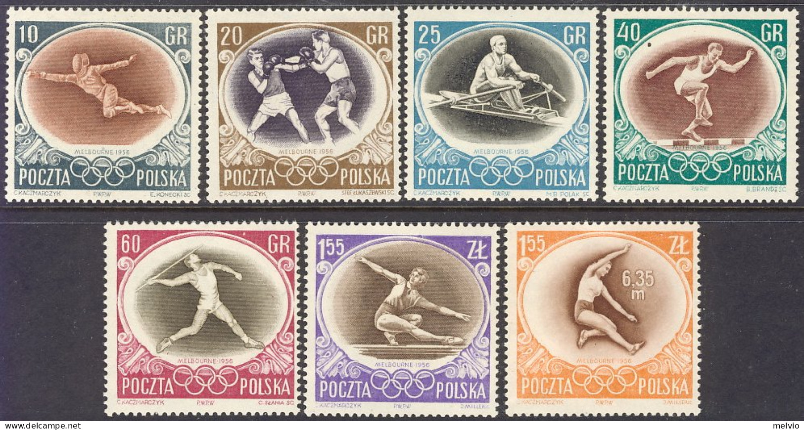 1956-Polonia (MNH=**) S.7v." Olimpiadi Di Melbourne" - Autres & Non Classés