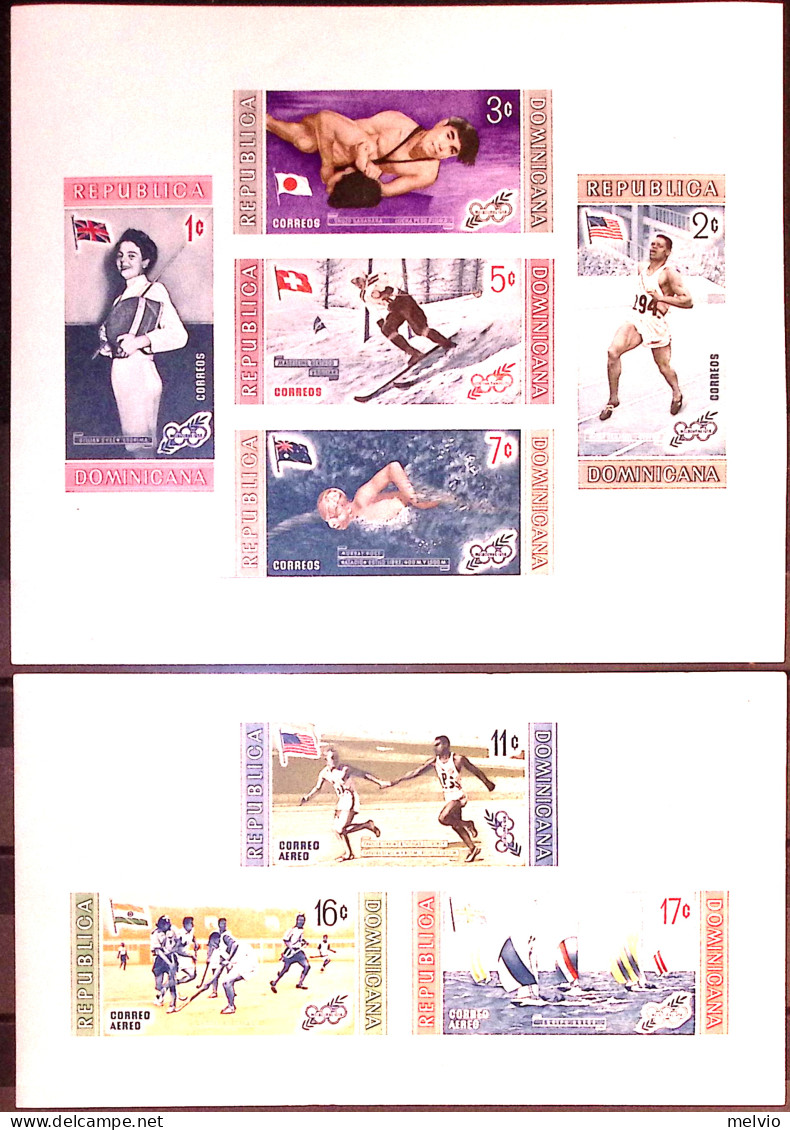 1956-Dominicana (MNH=**) 2 Foglietti Non Dentellati 8 Valori "Olimpiadi Di Melbo - República Dominicana