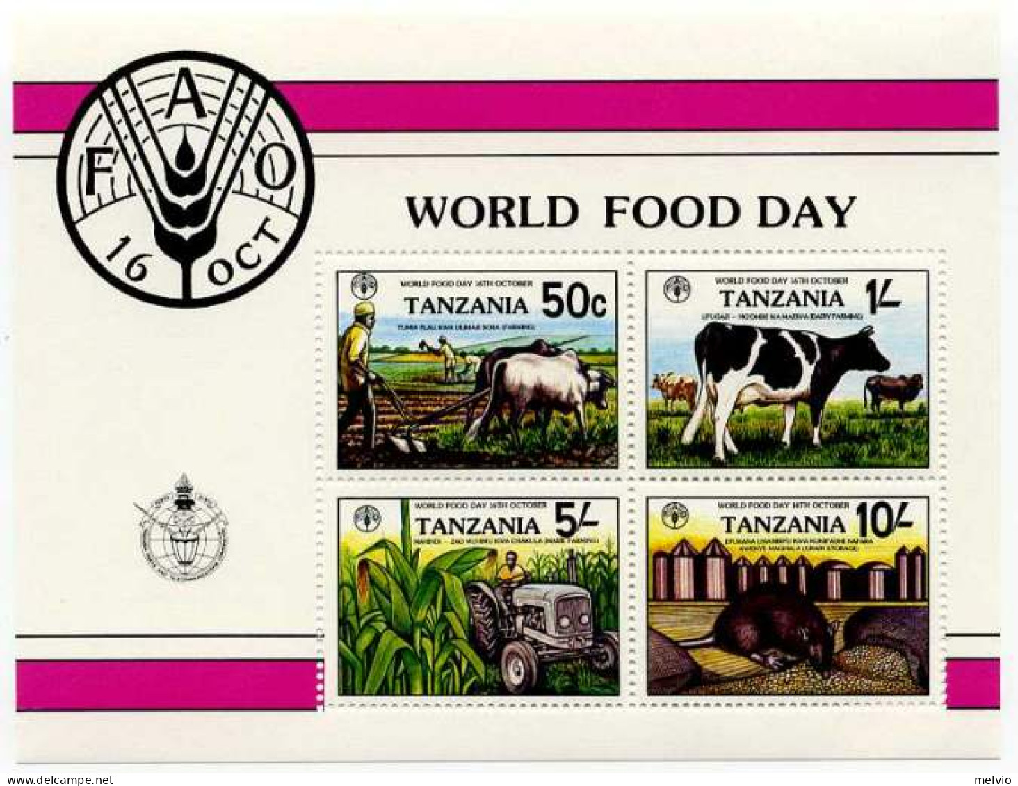 1982-Tanzania (MNH=**) Foglietto S.4v."giornata Dell'alimentazione" - Tansania