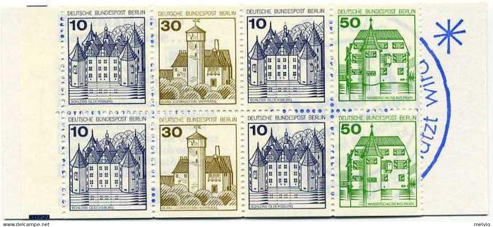 1977/80-Germania (MNH=**) Libretto Otto Valori Quattro 10p.+due 30p.+due 50p."ca - Unused Stamps