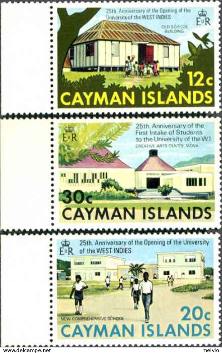 1974-Cayman (MNH=**) S.3v."25 Anniversario Dell'Università Delle Indie Occidenta - Caimán (Islas)