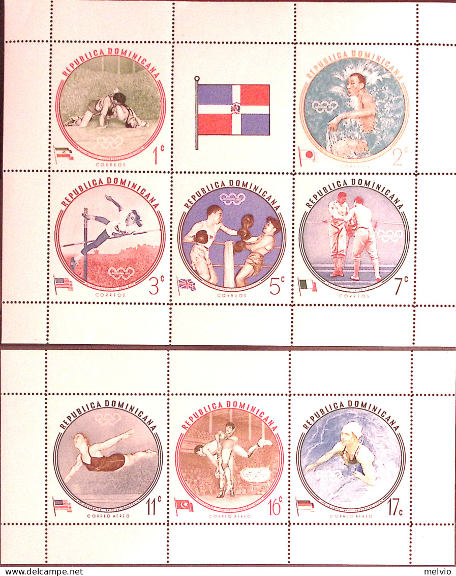 1960-Dominicana (MNH=**) Due Foglietti S.8v."Olimpiadi Di Roma" - Repubblica Domenicana