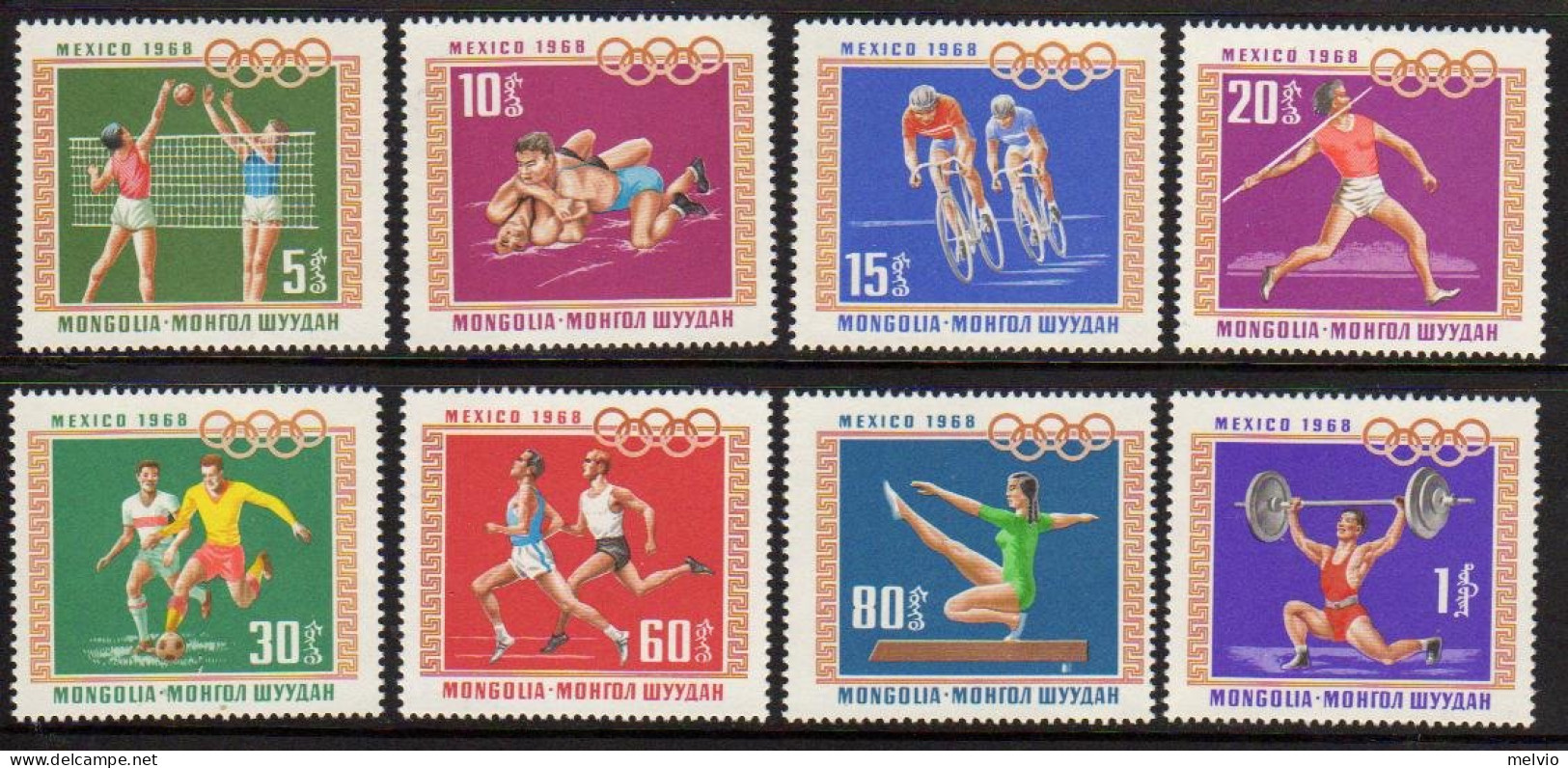 1968-Mongolia (MNH=**) S.8v." Olimpiadi Di Mexico" - Mongolie