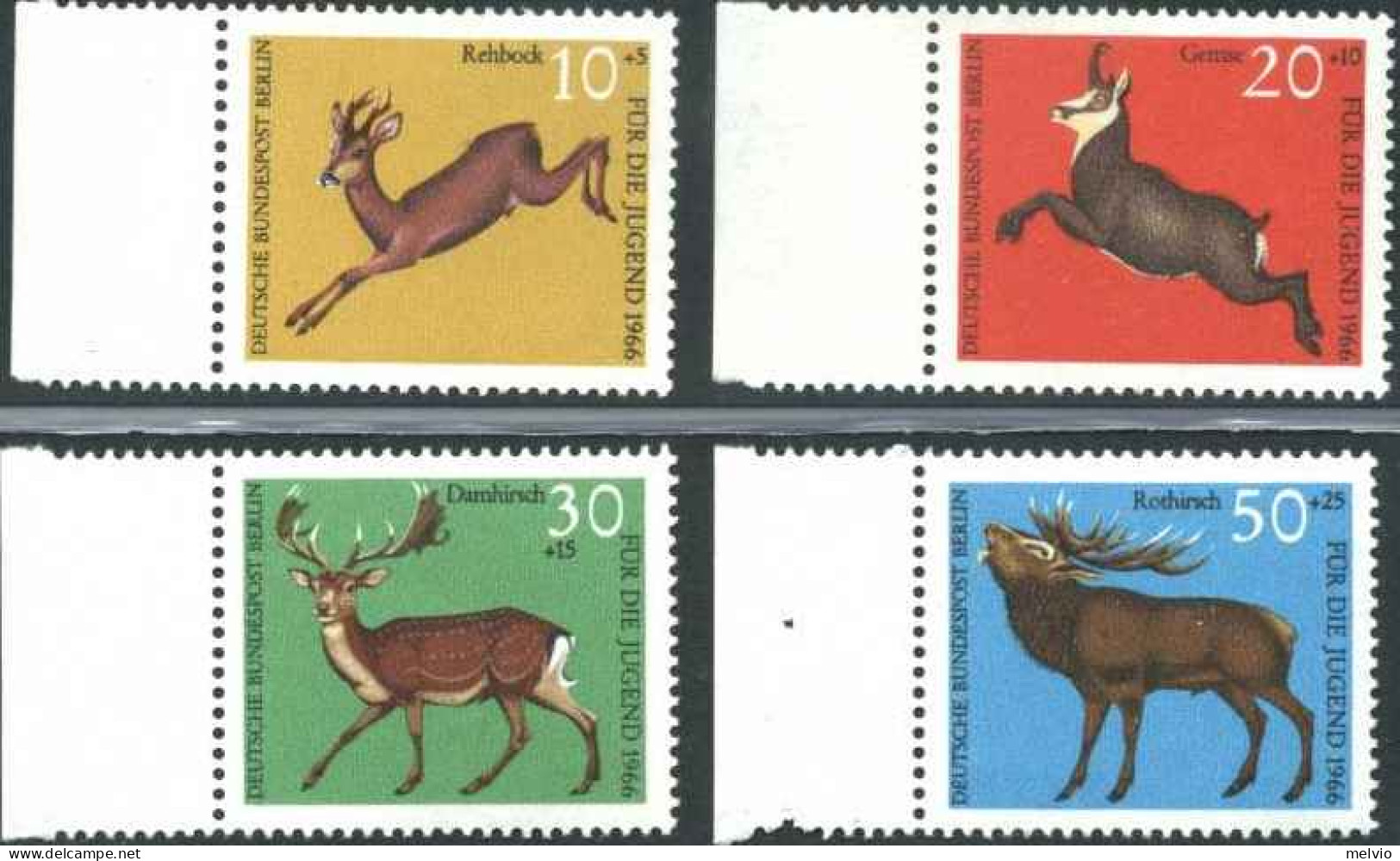 1966-Germania (MNH=**) S.4v."pro Gioventù Capriolo Camoscio Daino Cervo" - Unused Stamps