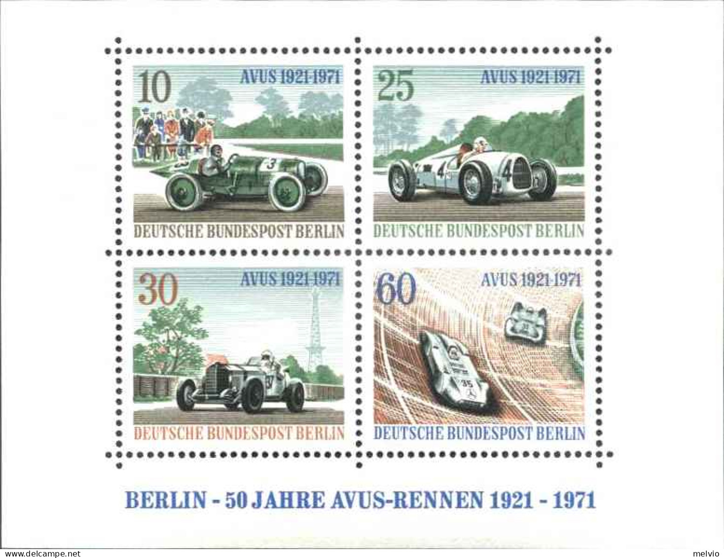 1971-Germania (MNH=**) S.4v."cinquantenario Delle Corse Automobilistiche Ad Avus - Nuevos