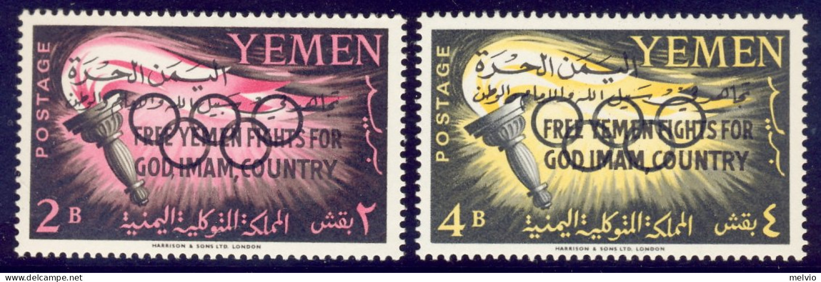 1962-Yemen (MNH=**) S.2v." Olimpiadi Di Roma"soprastampati In Nero - Yemen