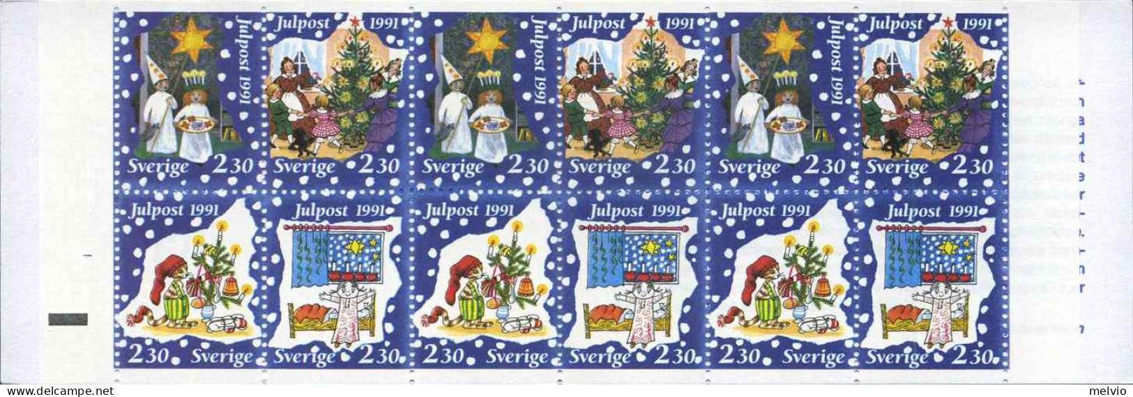 1991-Svezia (MNH=**) Libretto 12 Valori "Natale"cat.Unificato Euro 10,5 - Andere & Zonder Classificatie