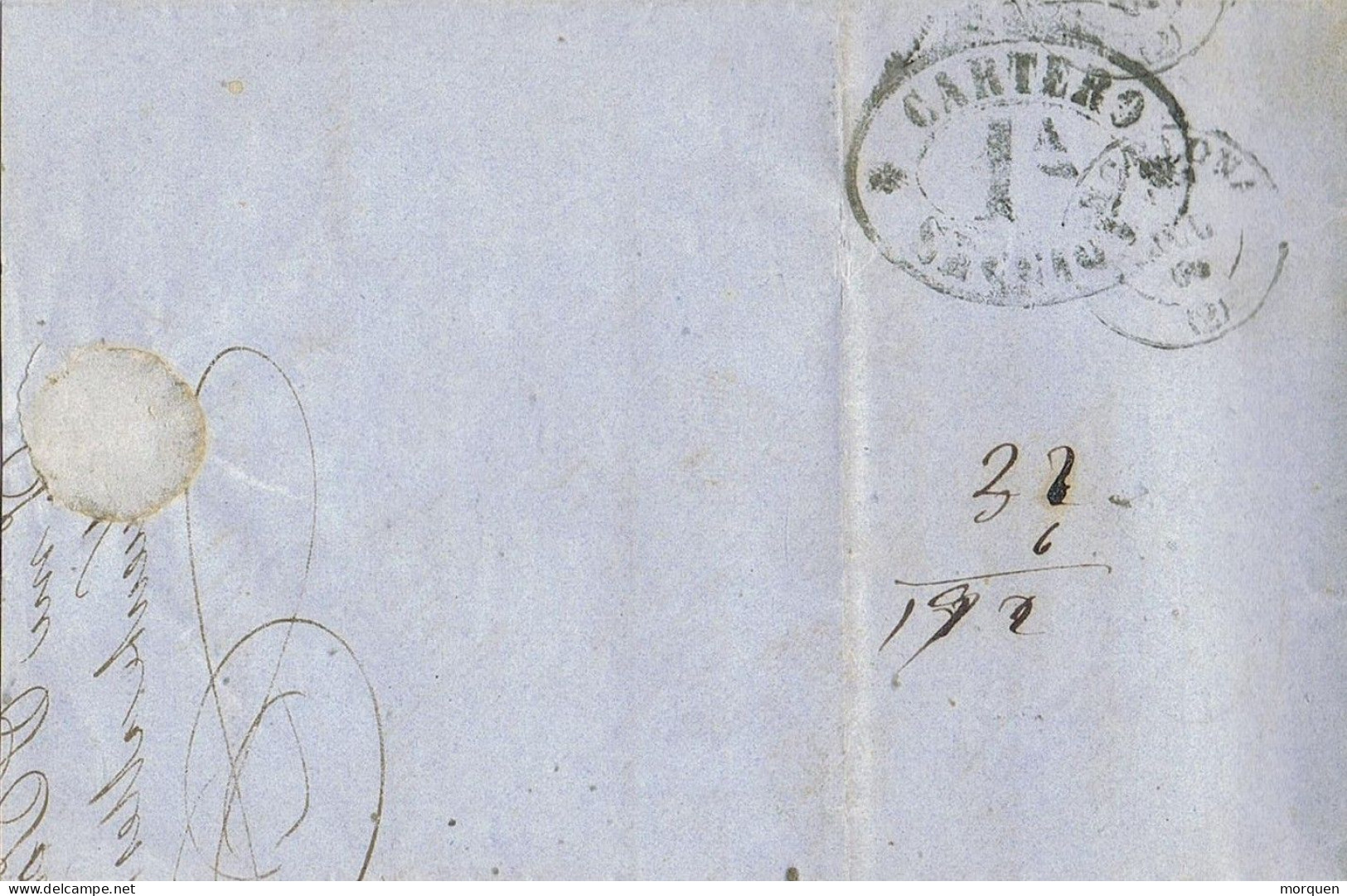 54882. Carta Entera VILLAFRANCA Del PANADES (Barcelona) 1866. Marca Oval CARTERO - Brieven En Documenten