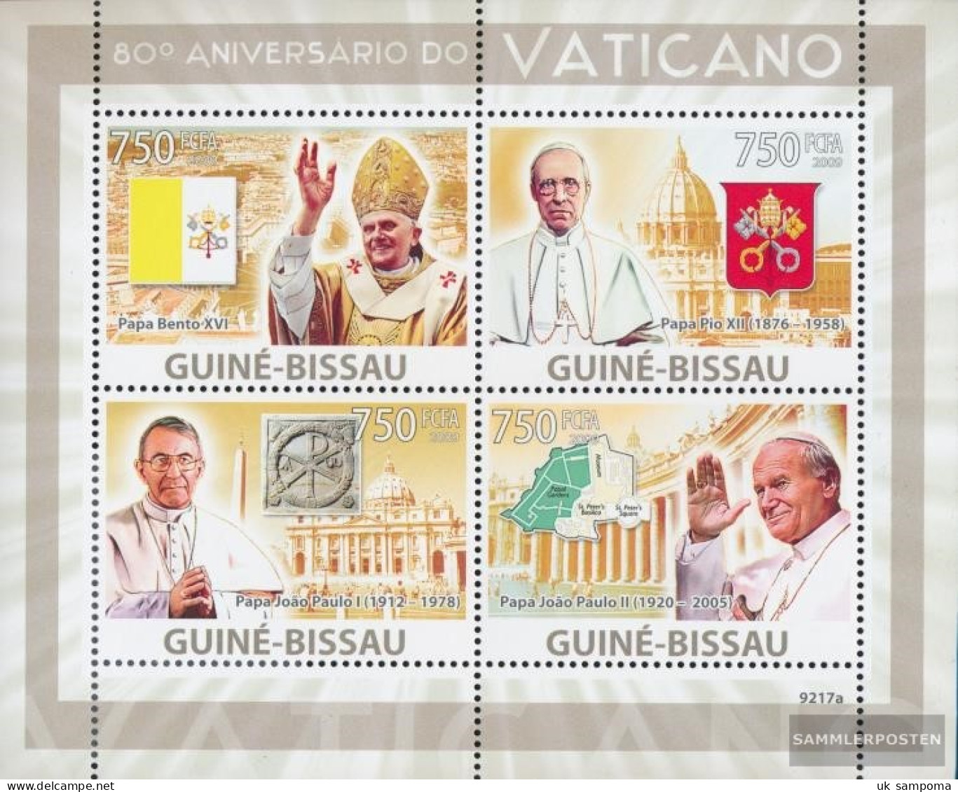 Guinea-Bissau 4173-4176 Sheetlet (complete. Issue) Unmounted Mint / Never Hinged 2009 Vatican - Guinée-Bissau