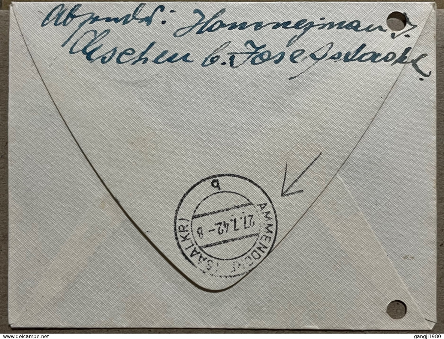 BOHEMIA & MORAVIA 1942, REGISTER COVER USED TO GERMANY,  ESCHEN JASENNA & UMMENDORF CITY CANCEL. - Lettres & Documents