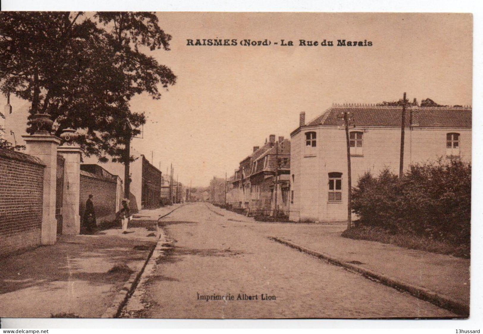 Carte Postale Ancienne Raismes - La Rue Du Marais - Raismes