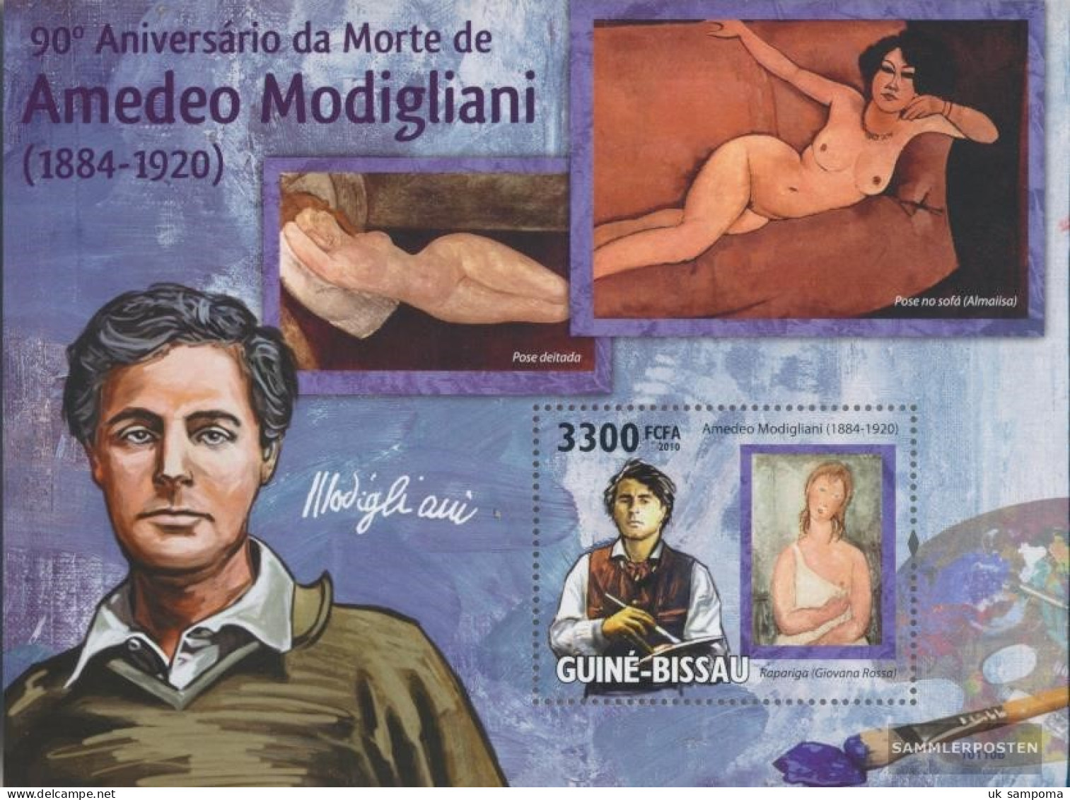 Guinea-Bissau Miniature Sheet 749 (complete. Issue) Unmounted Mint / Never Hinged 2010 Amedeo Modigliani - Guinea-Bissau