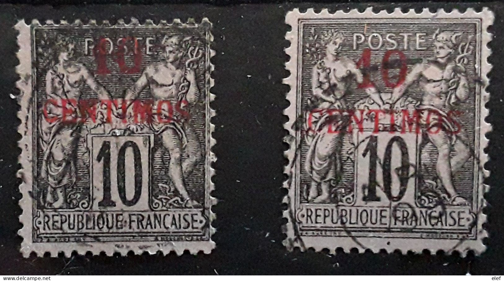 MAROC 1891 , Type SAGE SURCHARGÉ,  Yvert No 3, 10  C Noir  NSB & 3 A, NSU  , Obl  TB - Oblitérés