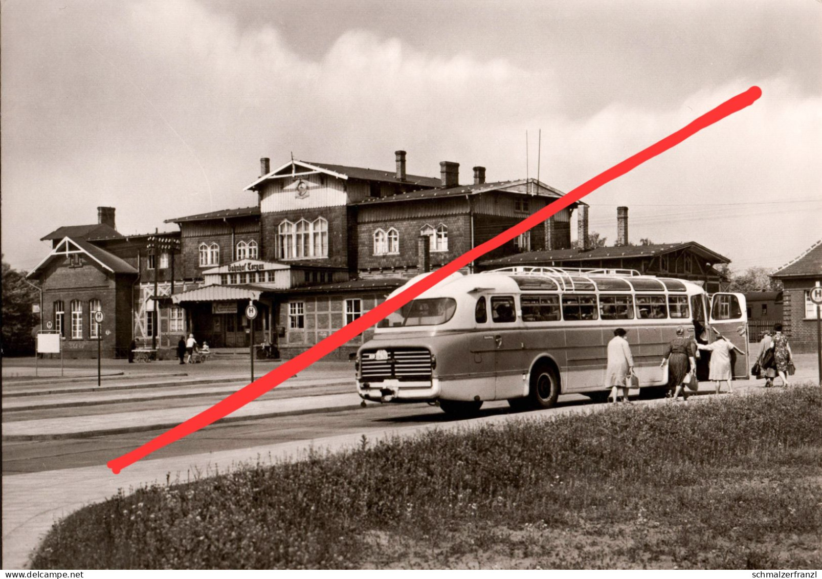 AK Torgau Bahnhof Busbahnhof Ikarus Bus Haltestelle A Dr Külz Ufer Bahnhofstraße Dommitzscher Dübener Straße DDR - Torgau