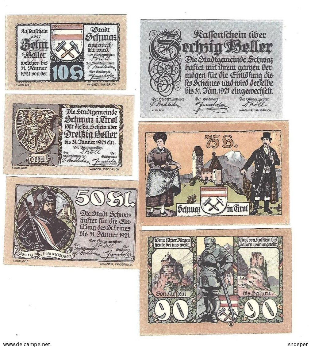 **Austria Notgeld Schwaz Serie Compleet 983a  Cat Val 6 Euro - Oostenrijk