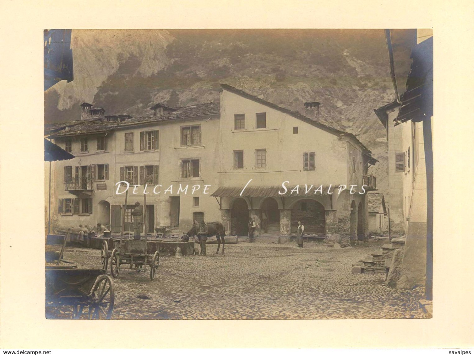 Suisse Valais Martigny * Sembrancher Place Fontaine * Photo Originale 1902 - Luoghi