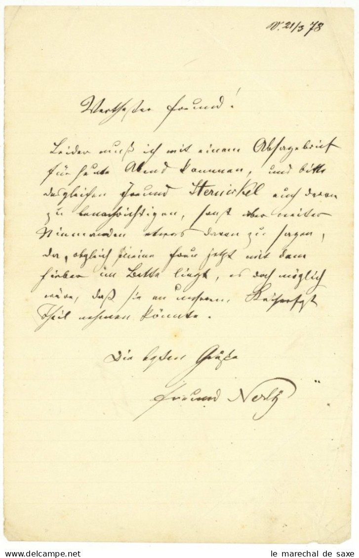 Kunst Malerei Romantik Friedrich Nerly (1807-1878) Maler Autograph Venedig 1878 Venezia - Inventores Y Científicos