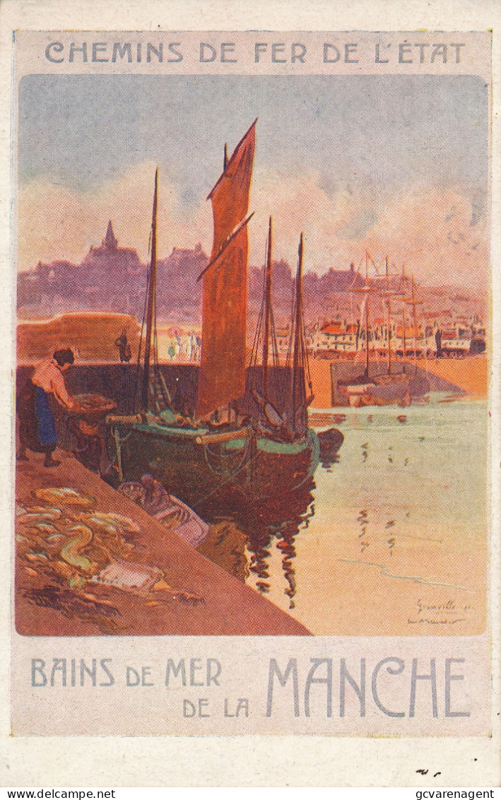 RECLAME = CHEMINS DE FER DE L'ETAT == BAINS DE MER DE LA MANCHE      VOIR IMAGES - Autres & Non Classés