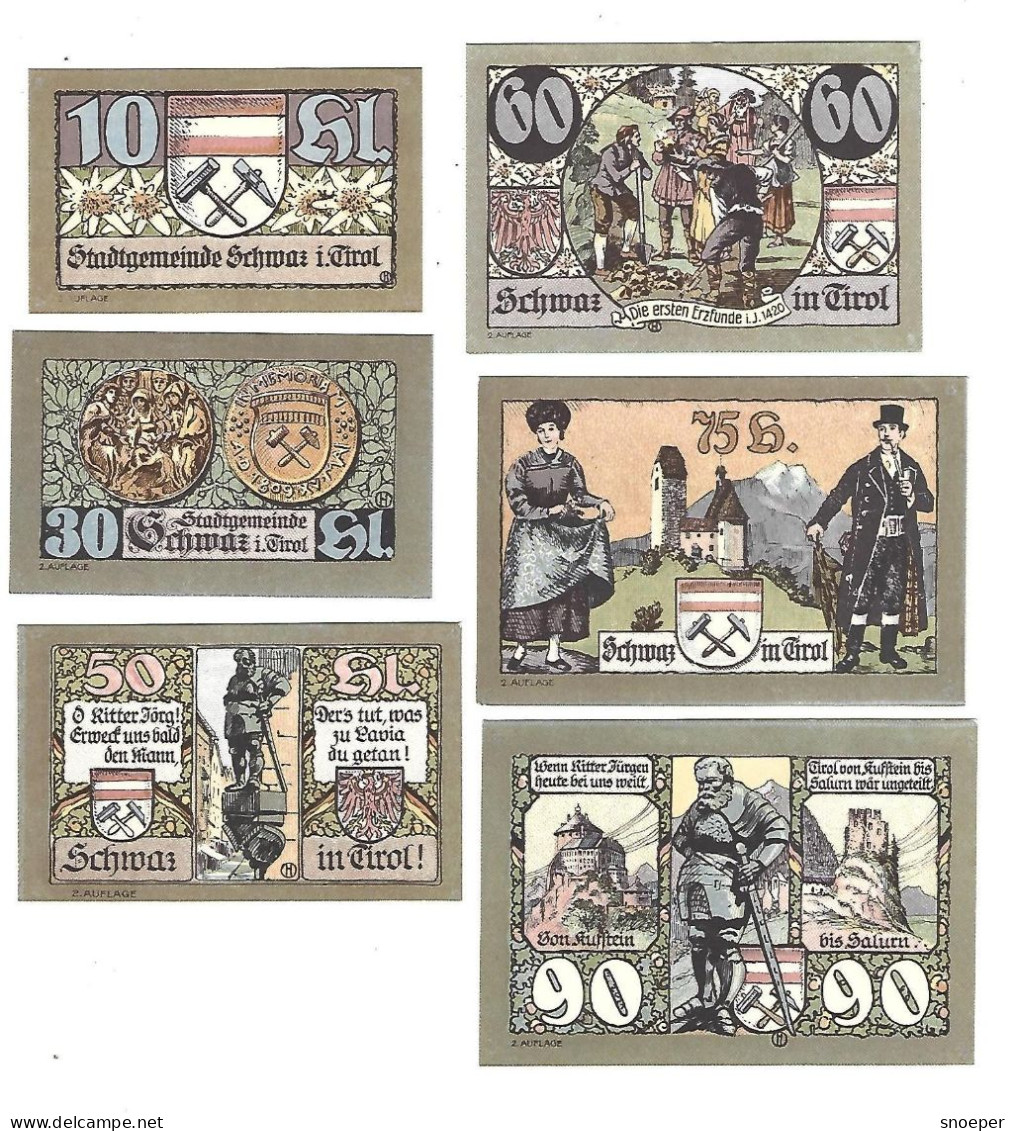 **Austria Notgeld Schwaz Serie Compleet 983b  Cat Val 6 Euro - Autriche