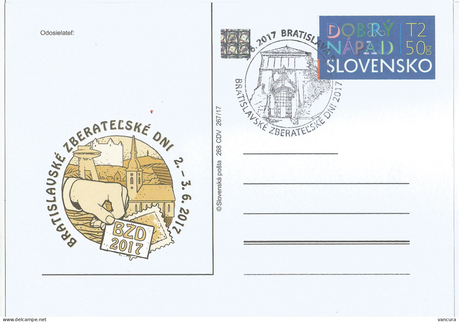 CDV 268 Slovakia Collectors Days In Bratislava 2017 Architecture Of Bratislava - Stamp's Day