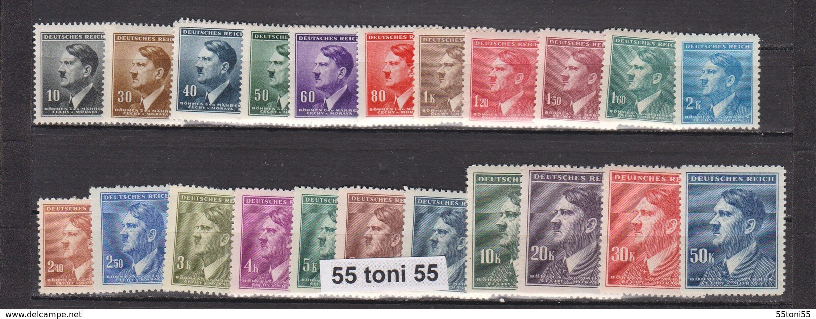 1942 Boheme Et Moravie Regular Edition - Adolf Hitler Mi 89-110** (Yv 77-98) 22v.-MNH - Unused Stamps