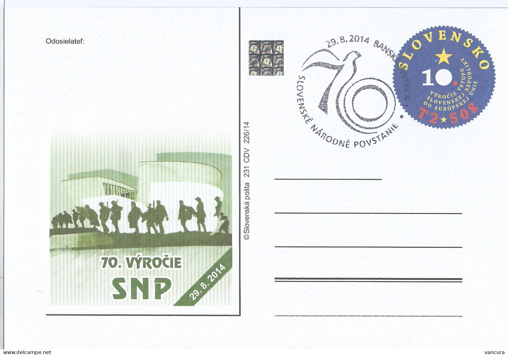 CDV 231 Slovakia Slovak National Uprising Anniversary 2014 - WW2 (II Guerra Mundial)