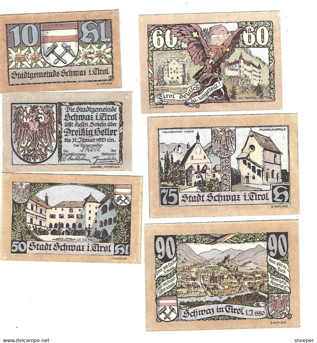 **Austria Notgeld Schwaz Serie Compleet 983c  Cat Val 6 Euro - Austria