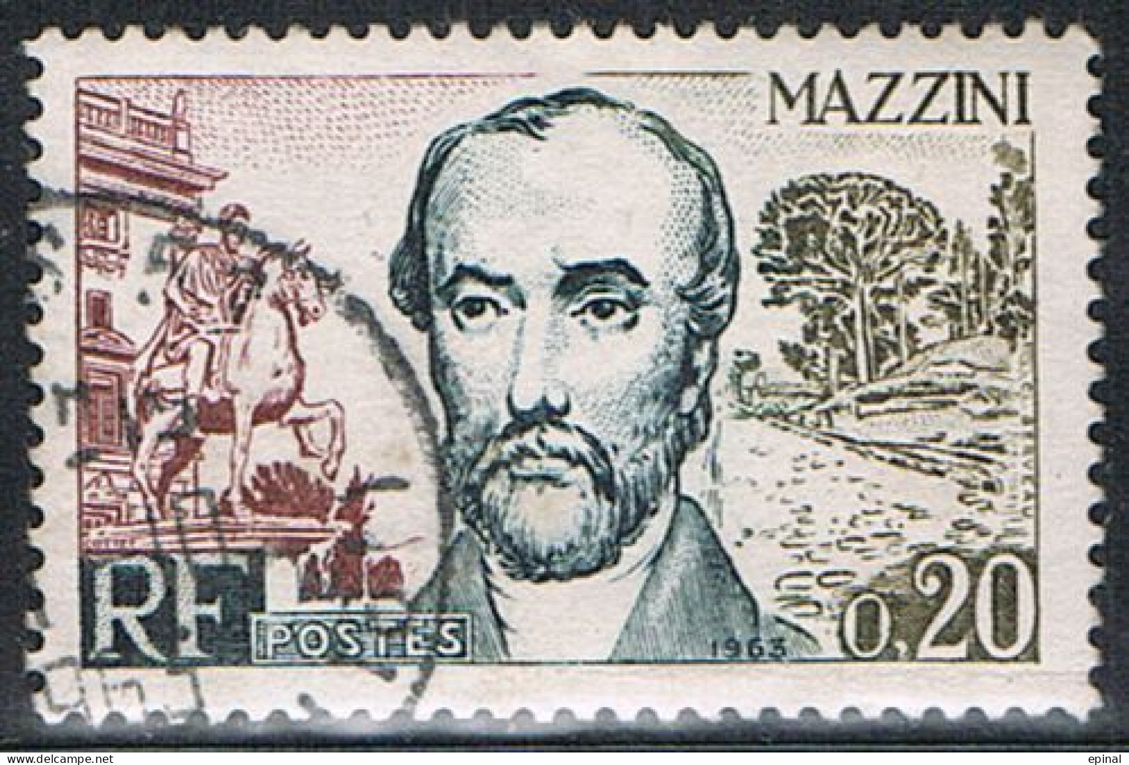 FRANCE : N° 1384 Oblitéré (F. Mazzini, Homme D'état Italien) - PRIX FIXE - - Used Stamps