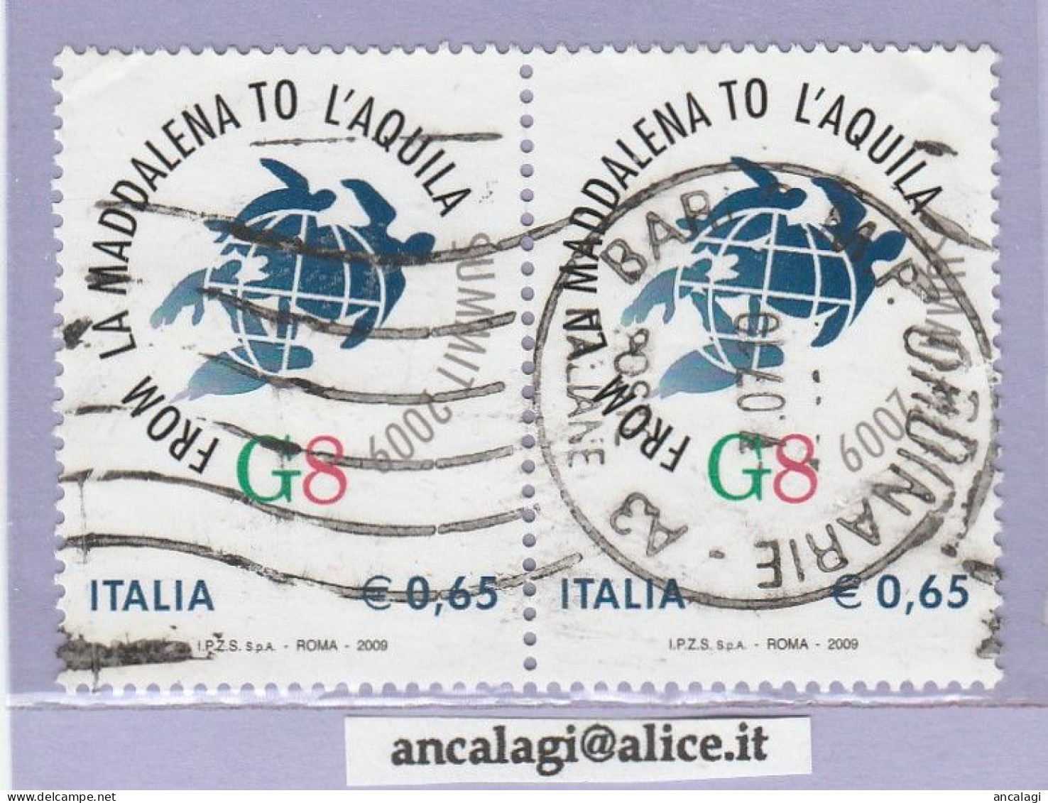 USATI ITALIA 2009 - Ref.1130A "G8 L'ACQUILA" 1 Val. In Coppia - - 2001-10: Usados
