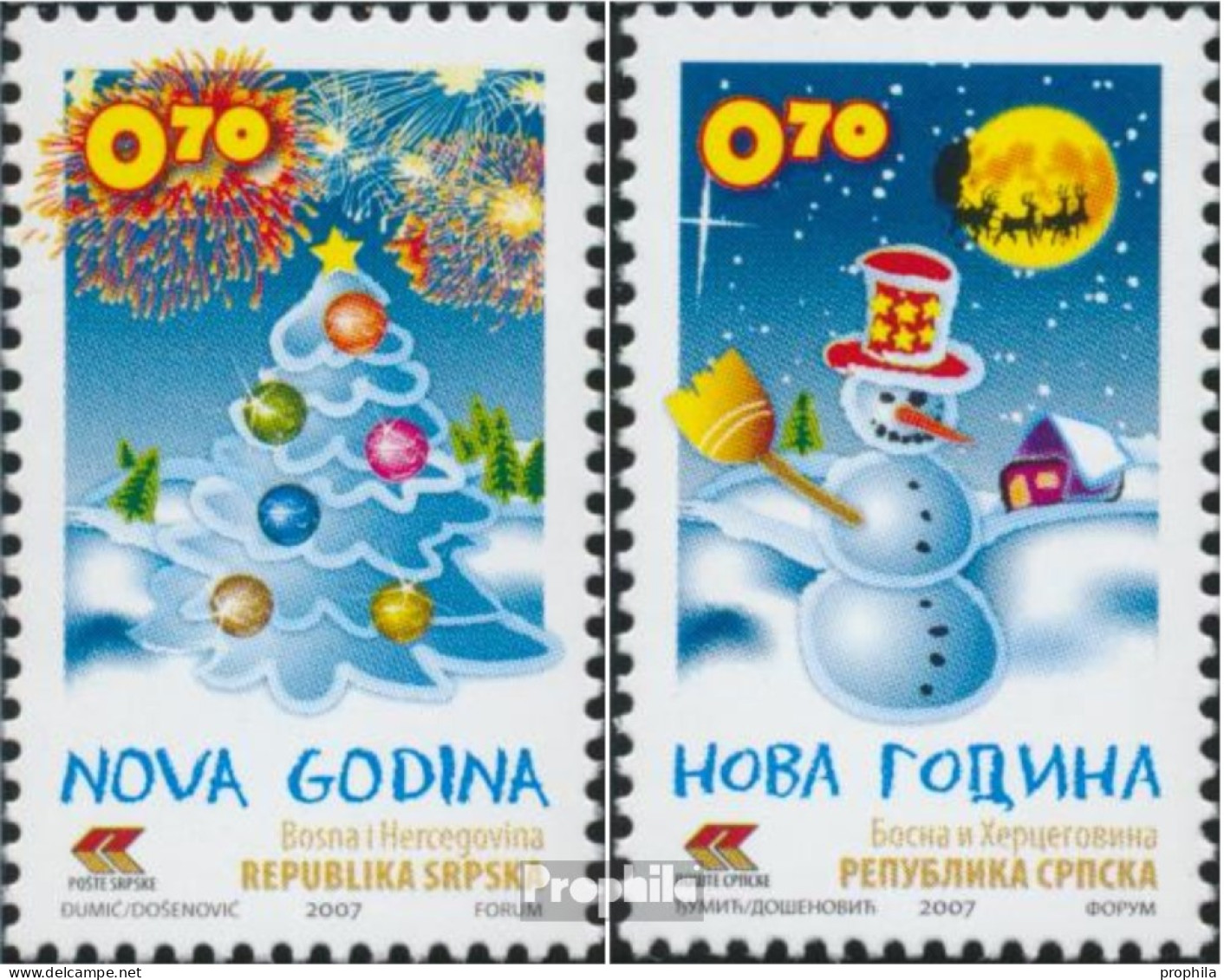Bosnien - Serbische Republ. 413-414 (kompl.Ausg.) Postfrisch 2007 Weihnachten Und Neujahr - Bosnien-Herzegowina