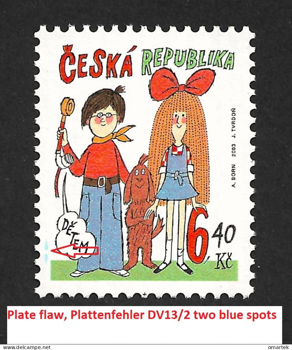 Czech Republic 2003 MNH ** Mi 357 Sc 3202 Plate Flaw. Mach And Sebestova. Gemälde Von Adolf Born.Tschechische Republik - Ongebruikt