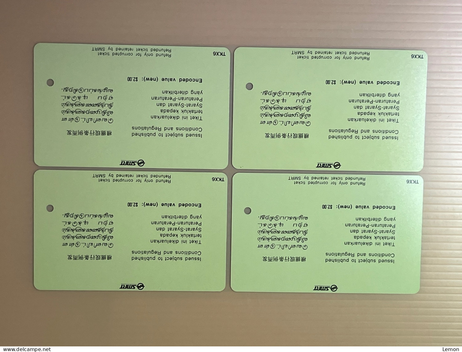 Singapore SMRT TransitLink Metro Train Subway Ticket Card, Triumph Bra 1, Set Of 4 Used Cards - Singapur