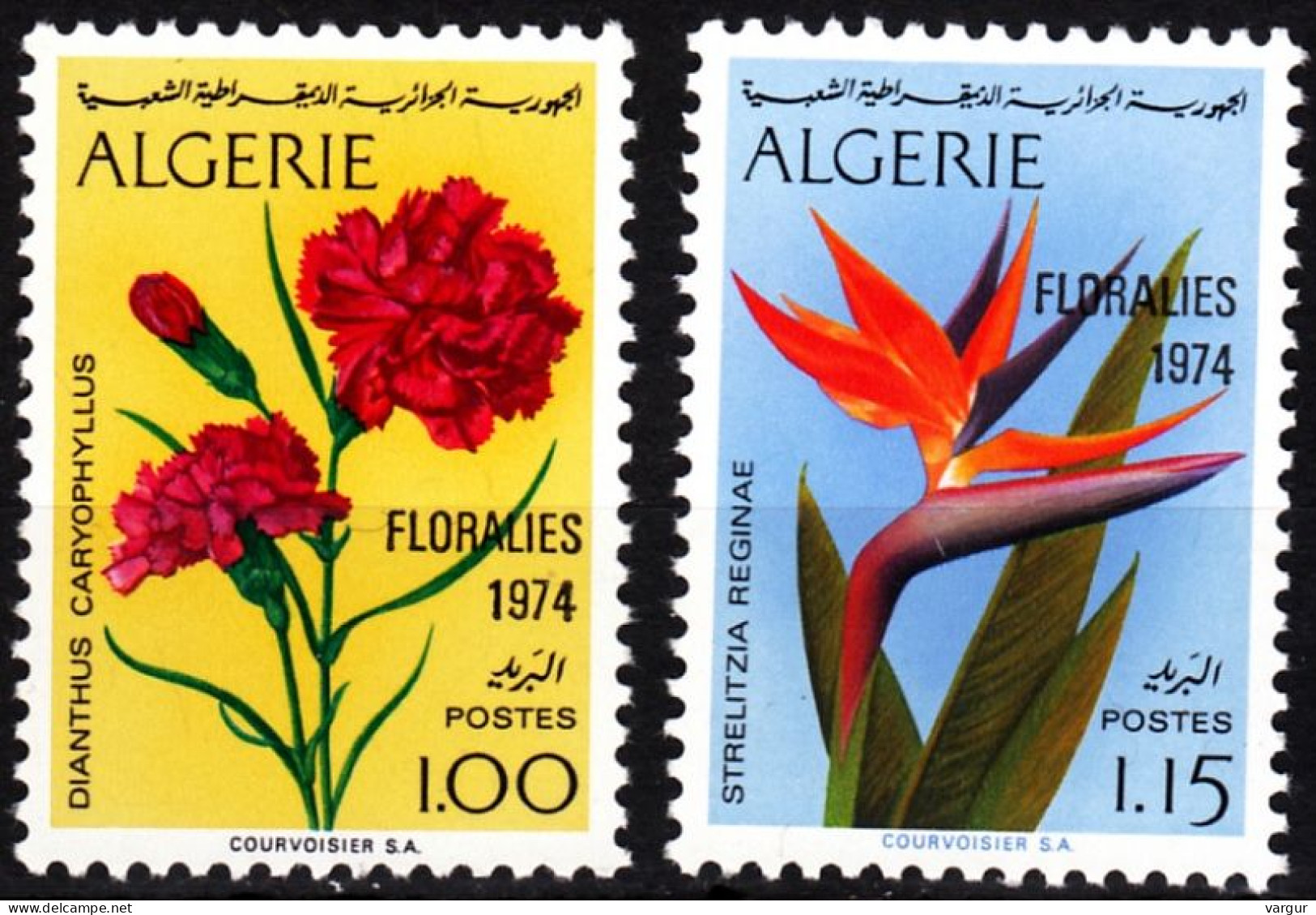 ALGERIA 1974 Flowers. Pink Orchid, Overprinted. Complete, MNH - Orchids