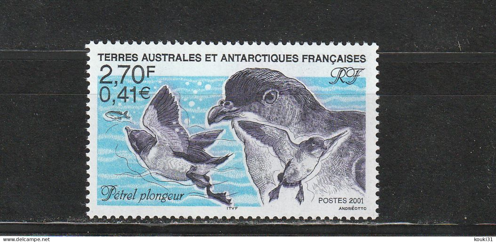 TAAF YT 288 ** : Pétrel Plongeur - 2001 - Unused Stamps