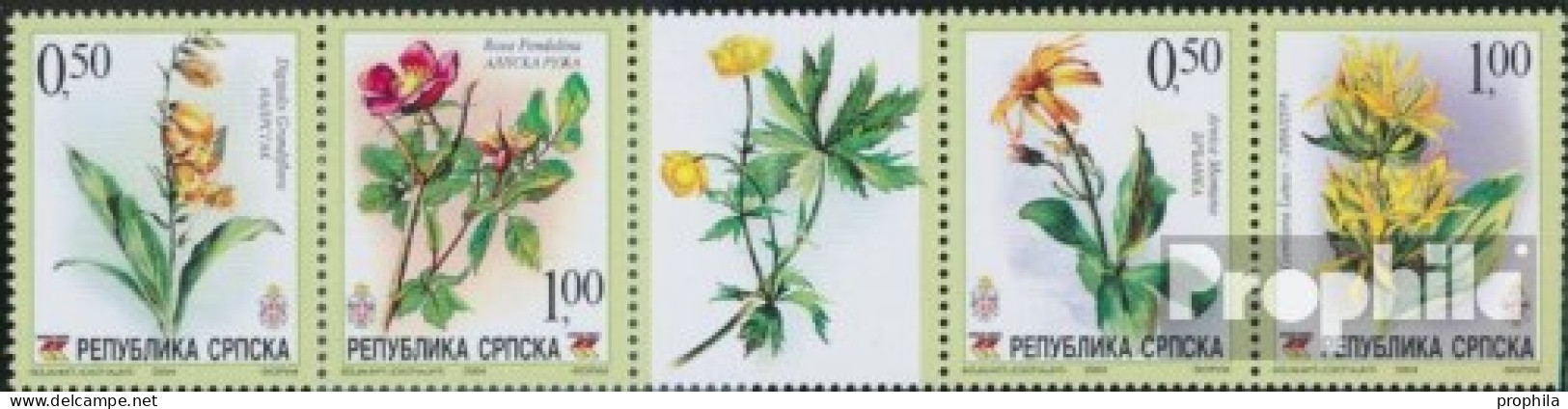 Bosnien - Serbische Republ. 317-320 Fünferstreifen (kompl.Ausg.) Postfrisch 2004 Flora - Bosnia Erzegovina