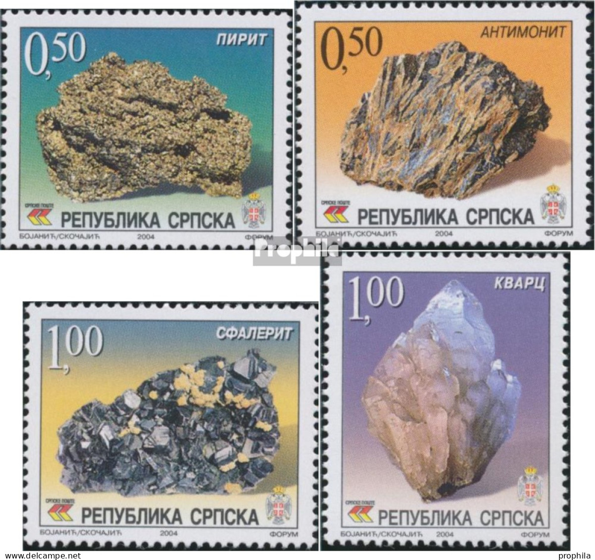 Bosnien - Serbische Republ. 311-314 (kompl.Ausg.) Postfrisch 2004 Mineralien - Bosnia Erzegovina