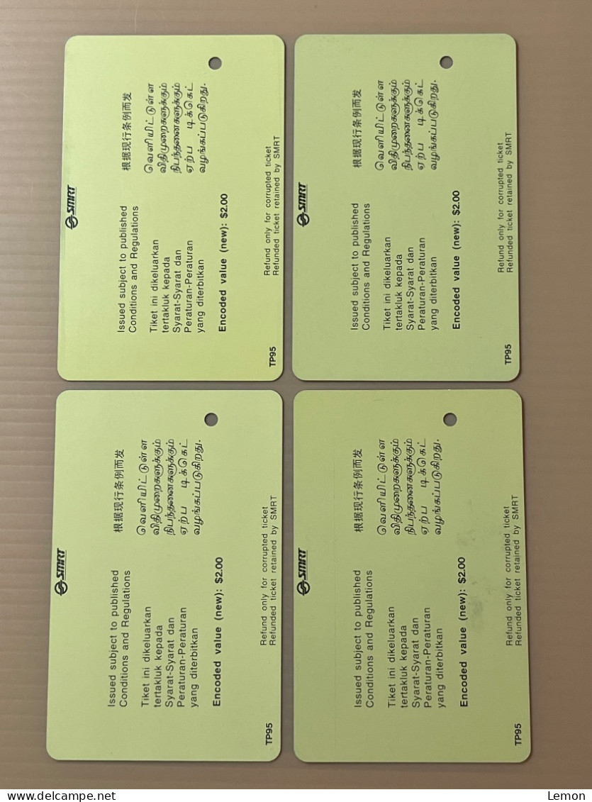 Singapore SMRT TransitLink Metro Train Subway Ticket Card, Triumph Bra 2, Set Of 4 Used Cards - Singapur